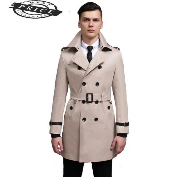 

men's trench coats trenchcoat mens sleeve windbreaker long slim jackets and double button solid jacket belt men szie s-7xl 29684-6, Tan;black
