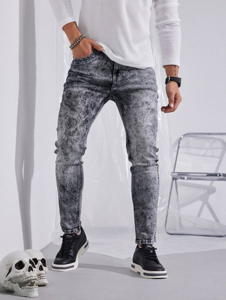 

men slant pocket skinny jeans f8y2#, Blue