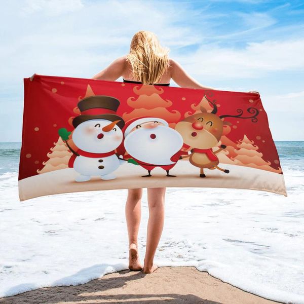 

towel santa claus elk snowman cartoon tree dot bath microfiber beach bathroom camping accessories towels for adults
