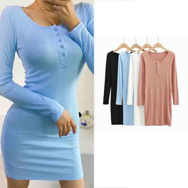 

new style casual versatile long sleeve dress autumn women's elastic slim wrap hip skirt, Black;gray