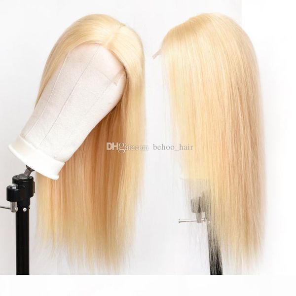 

virgin human hair 613 blonde silk full lace wigs lace front wigs straight natural hairline bleached knots baby hair around for women, Black;brown