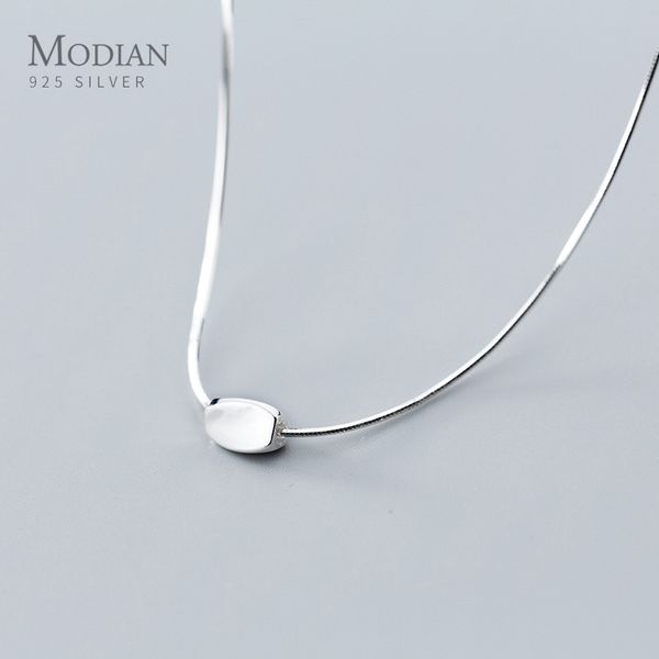 

modian new classic irregular square 925 sterling silver simple pendant for women adjustable link chain necklace fine jewelry q1214