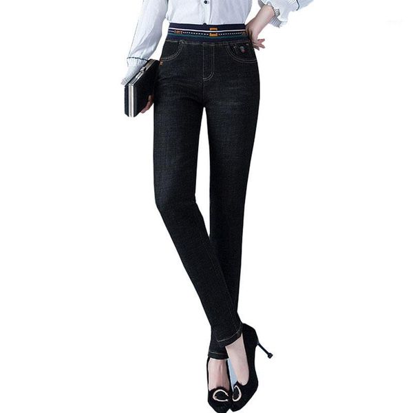 

women's jeans plus velvet women casual pants elastic waist pencil fashion denim trousers female winter warm size ok5561, Blue