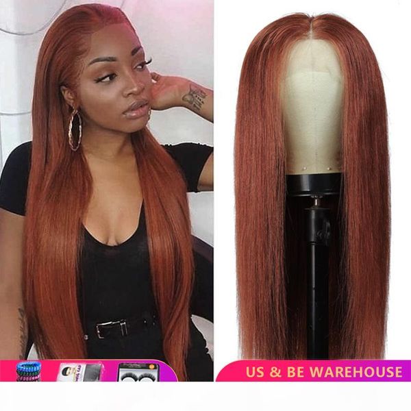 

lace front human hair wigs for black women 33 auburn brown brazilian straight pre plucked lace wigs remy hair wig 150%, Black;brown