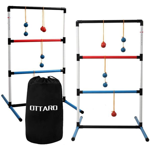 

ottaro durable outdoor play camping lawn funny balls toy backyard non toxic portable ladder ball set adults and kids toss game q1214