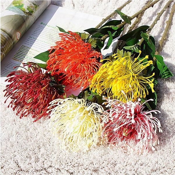 

6pcs fake single pincushion flowers 28.74" length simulation leucospermum spp for wedding home decorative artificial flower1