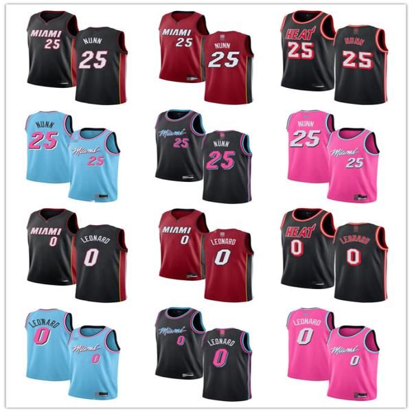 

mens womens youth miami heat 25 kendrick nunn 0 meyers leonard red black white blue pink custom basketball jerseys, Black;red