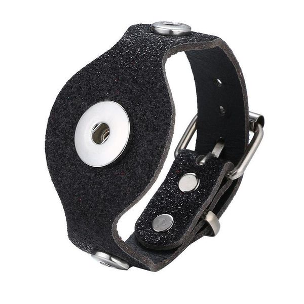 

new wide pu leather snap bracelets for 18mm snaps button jewelry vintage wholesale adjustable leather bracelet bbybhf, Golden;silver