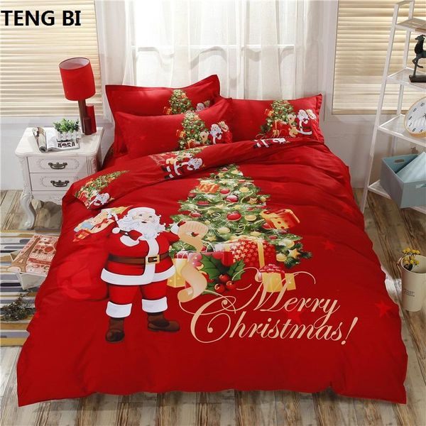

bedding sets christmas santa claus set home textiles bed bags 100% cotton down duvets pillowcase 4pcs king  full