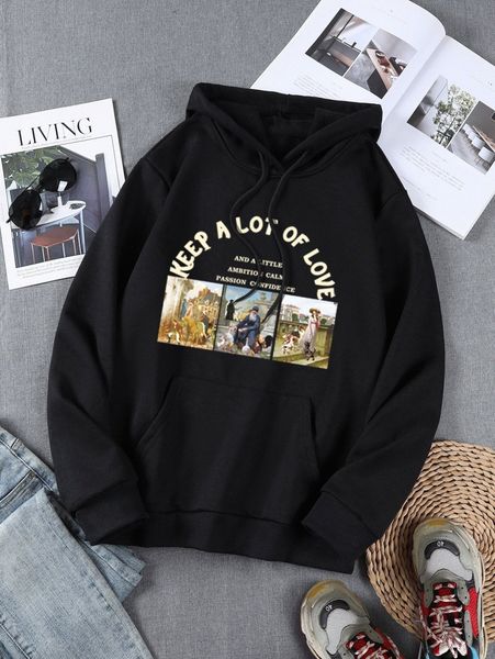 

men slogan and figure graphic drawstring hoodie v3n5#, Black