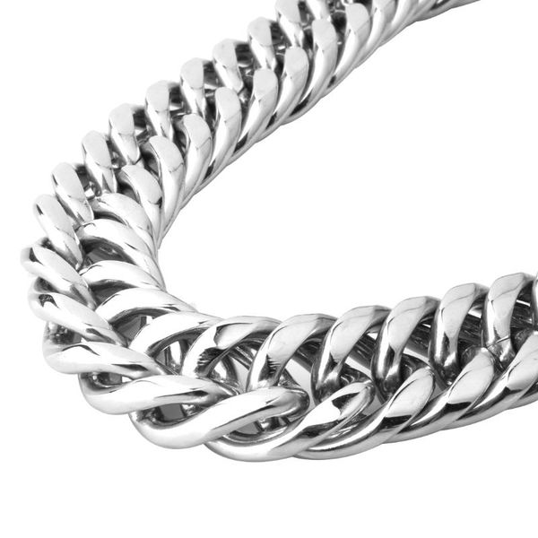 

chains huge strong 22mm silver color double cuban curb stainless steel mens unisexs jewelry 1pcs necklace or bracelet choose 7-40inch