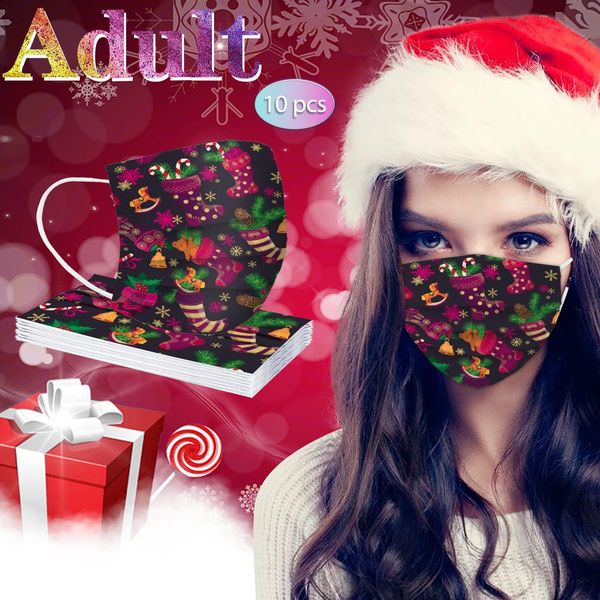 

10pcs mouth caps christmas headband bandana mouth caps disposable mondkapjes wegwerp kerst mondmasker mascarillas maske jllrsp, Black