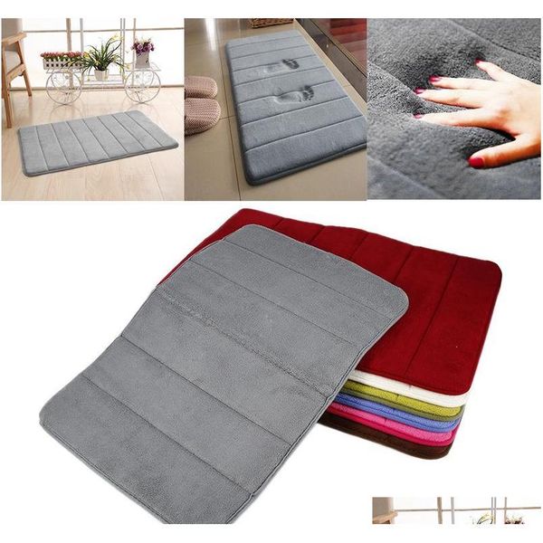 

1 pcs 40x60cm home bathroom mat non-slip soft coral wool bath mat memory foam carpet kitchen carpet toilet qyldhr bdebaby