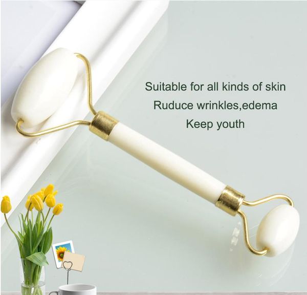

double head portable pratical white jade facial massage roller anti wrinkle face slim tool massager