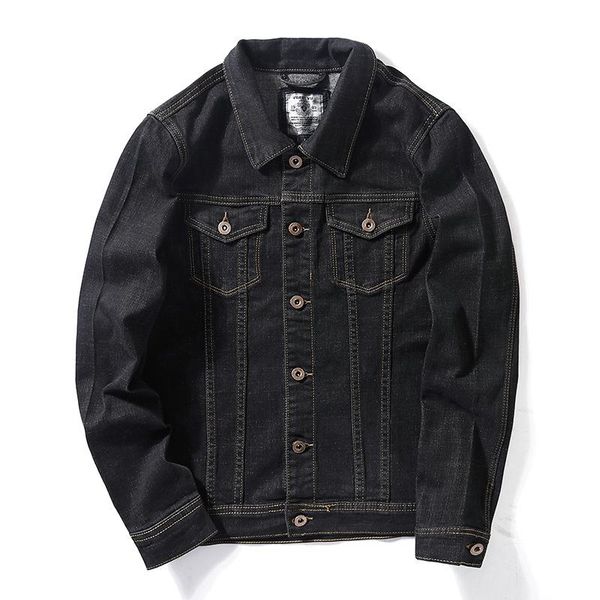 

idopy men`s vintage washed biker jacket slim fit motorcycle rugged stretch trucker jeans denim jacket for male, Black;brown