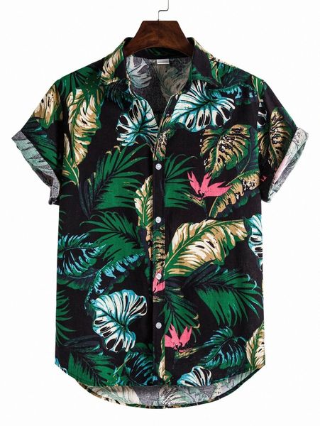 

men tropical print button up shirt x0yk#, White;black