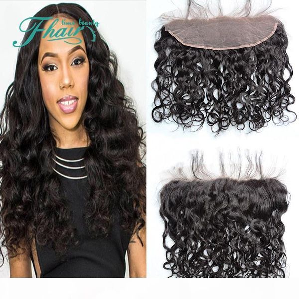 

2016 products wet and wavy lace frontal part indian 9a water wave ear to ear lace frontal closure 13x4" bleached knots, Black;brown