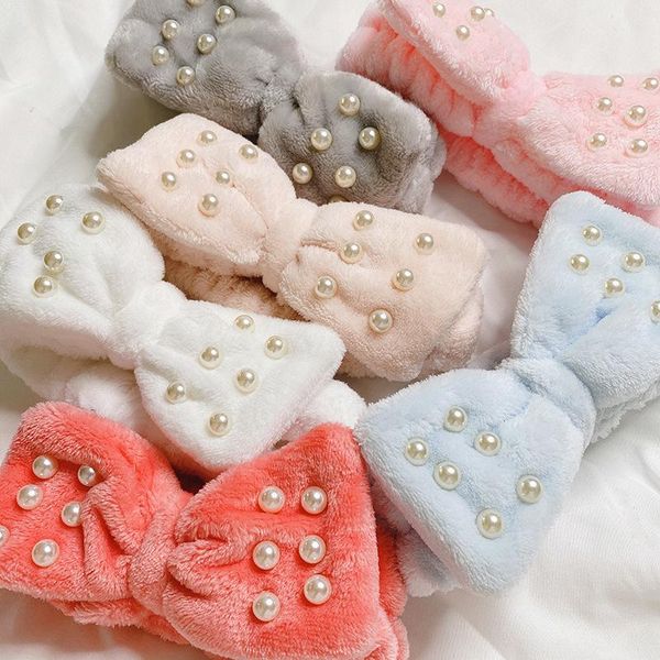 

hair accessories fashion bands headbands for women solid color pearl velvet headband women's washing girls