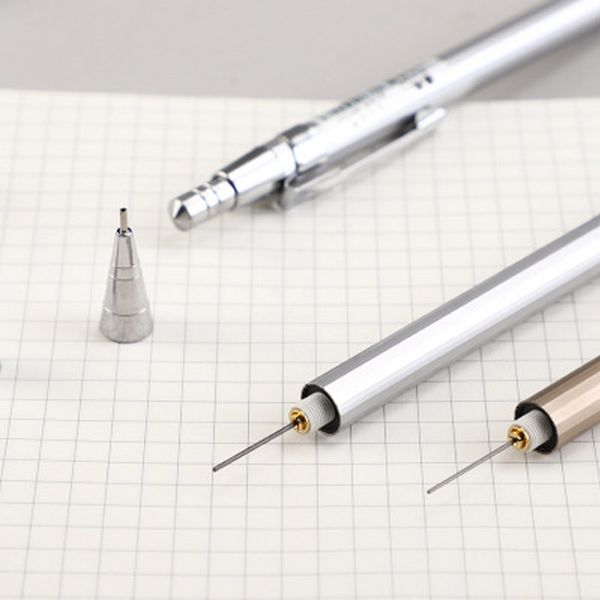 

2pcs/lot Metal Mechanical Pencil 0.5mm/0.7mm Lead Refill Student Writing Stationery Automatic Pencils Office School Supplies