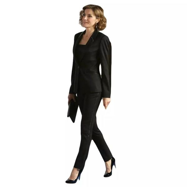 

2 piece black slim fit women's business summer suit 2021 female office uniform ladies formal pants suit one button womens tuxedo, White