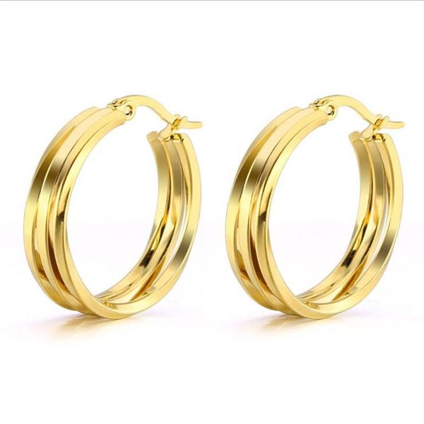 

he048 titanium hoop earrings vacuum plating no fade allergy free, Golden;silver
