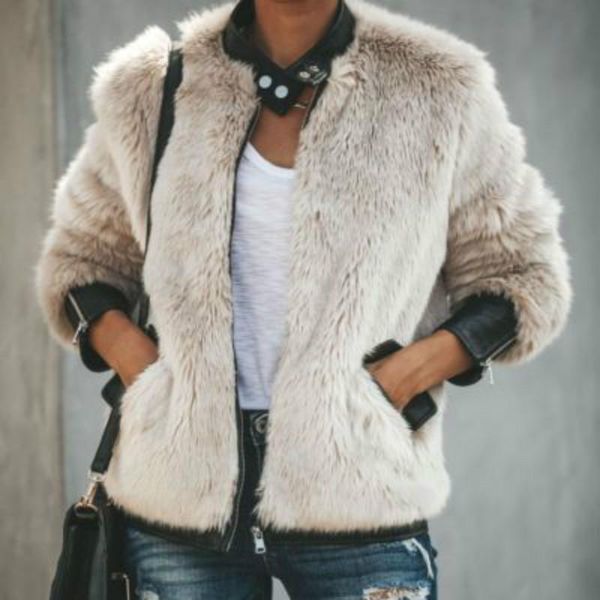 

women's jackets 2021 autumn winter womens ladies warm faux fur teddy bear fleece jacket zip up oversize outwear coats, Black;brown