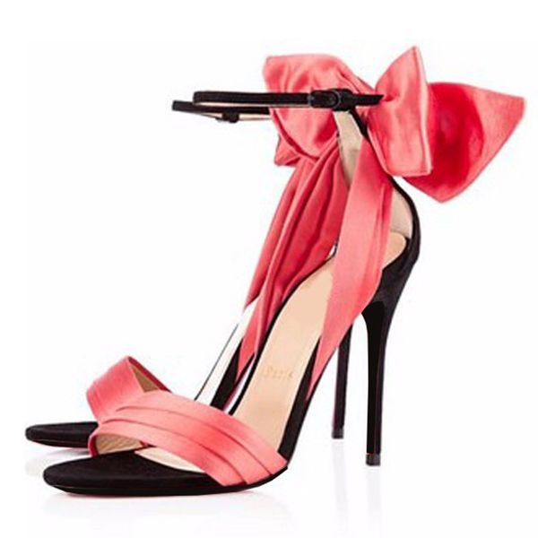 

rosa bowtie back cetim's sandals a strap stiletto party butterfly n o de bombs from foot open mujer high heel shoes transportation of r, Black