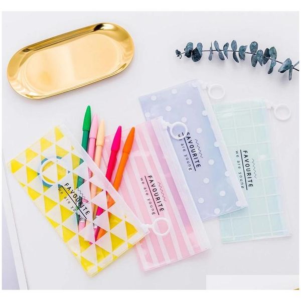 

lovely stars pencil case for girls cute transparent pvc school pencil bag stationery pouch office supplies kniuy