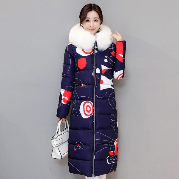 

2021 new invierno parkas women's fur collar winter with hoodie quilted ladies jackets coat mujer wxf450 p7ps, Black