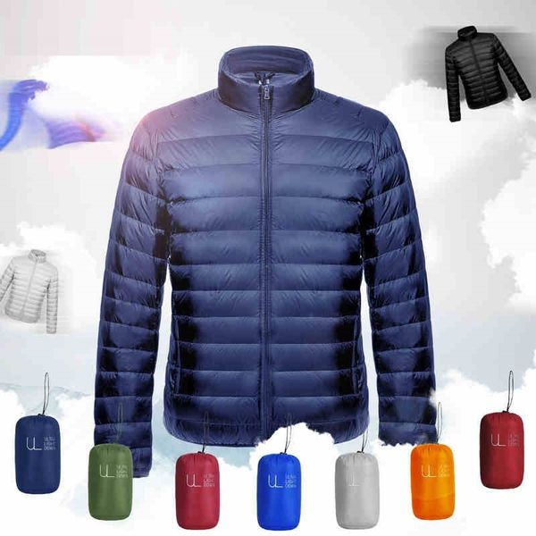 

2021 new winter men's ultra light down men windbreaker feather jacket man lightweight portable warm coat tokg, Black