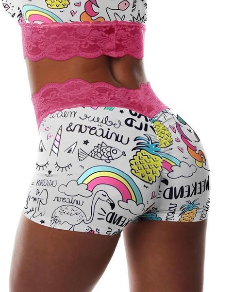 

women's cute cartoon print shorts pajama womans pajamas shorts home casual fashion shorts drop shipping, White;black