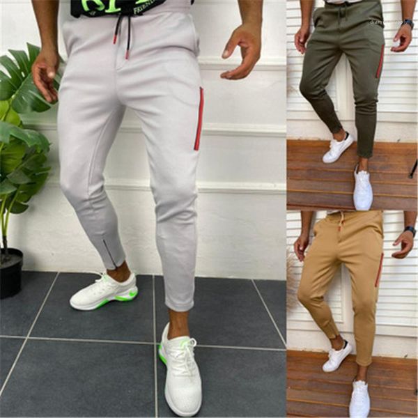 

sport pencil pants spring male skateboard casual slim trousers mens solid color skinny sweatpants fashion occident trend hip hop high street, Black