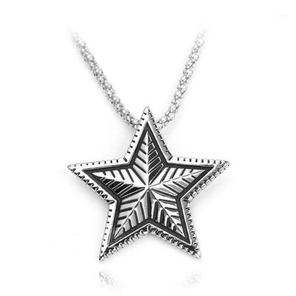

supernatural vintage retro convex pentagram casting metal pendant necklace women men amulet five-pointed star pendants bijoux1, Silver