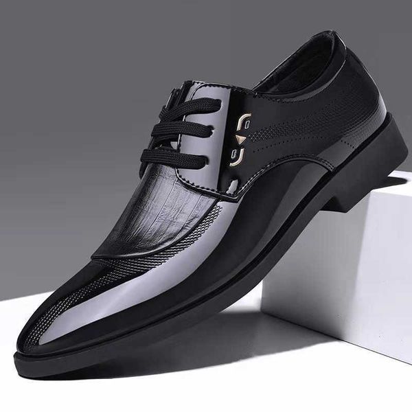 

elling classic luxury 2022 formal shoes men pointed toe male dress leather homme oxford office for fashion footwear designer quality, Black