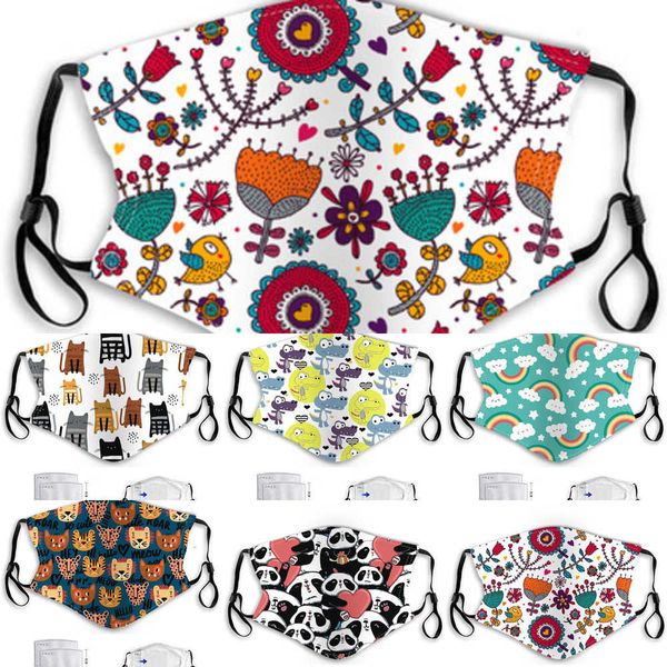 

2 face masks kids cartoon with pm2.5 filters anti-fog haze dust protection reusable washable ha cc7m jk14