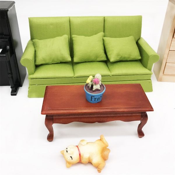 

1: 12 mini doll house person living room scene furnishing sofa with three pillows handmade design crsm