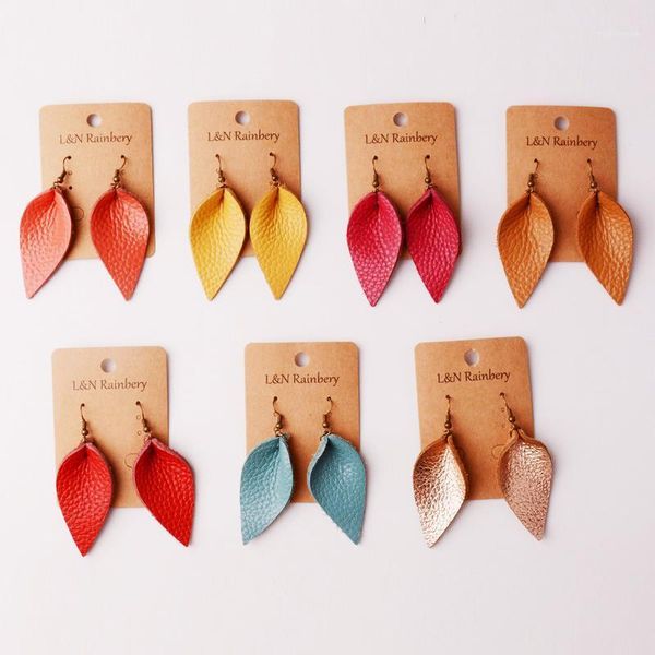 

dangle & chandelier 2021 cutout genuine leather leaf earrings women bohemian plain statement femme party jewelry bijoux oorbellen1, Silver