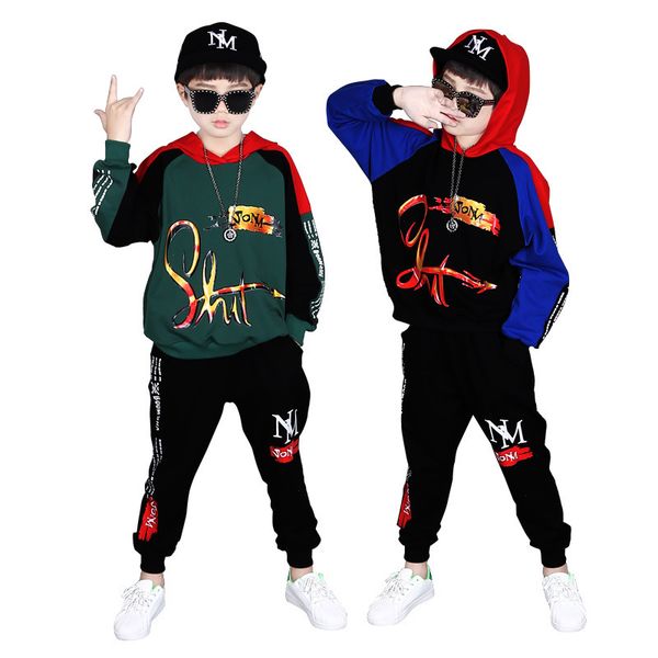 

boys' autumn suit: big boys' 2020 new fashion two piece leisure sports children's wear for 8-12 years old boys, White
