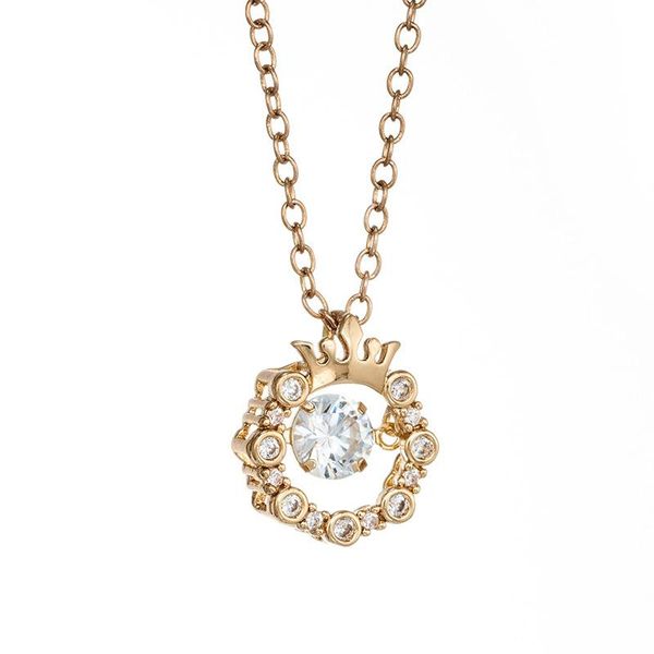 

pendant necklaces creative crown inlaid rhinestone necklace temperament fashion hollow clavicle chain accessories, Silver