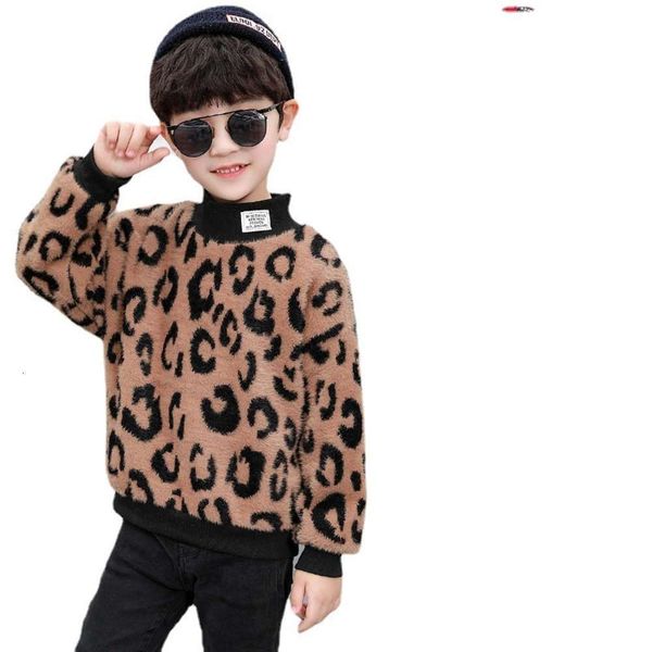 

winter boys and 2020 autumn new fashion mink sweater children's plush leopard print bottom coat gxxo, Blue
