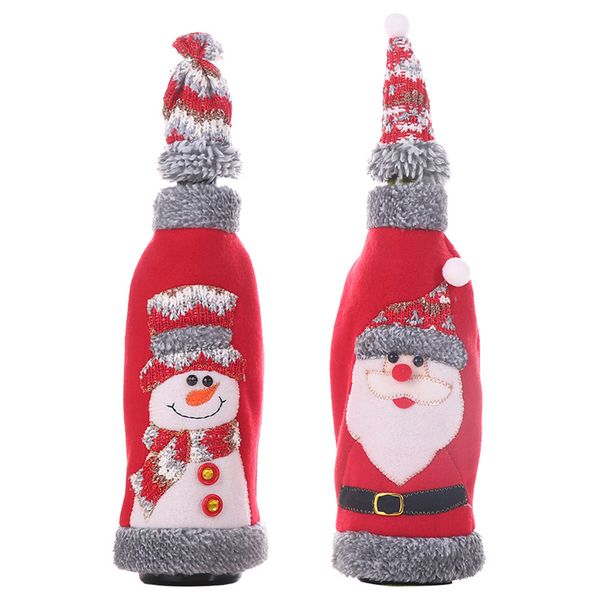 

christmas decorations wine bottle cover dinner party table decors santa snowman gifts bag party supplies jk2011ph