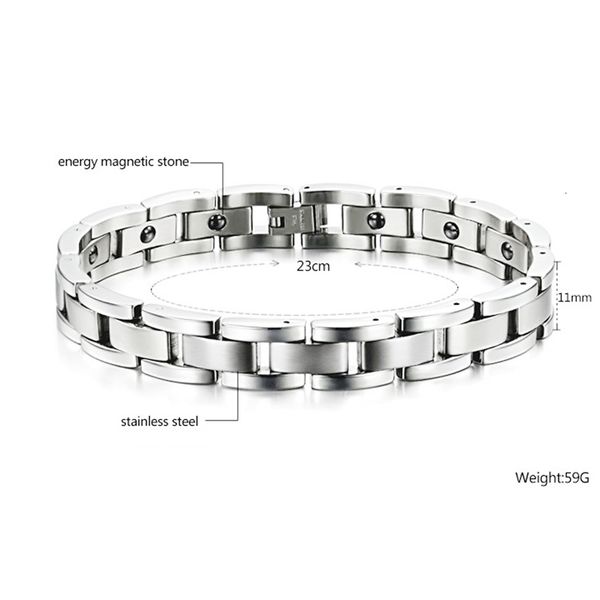 

magnetic 11mm men's biker chain bracelet with energy stone keep health jewelry
