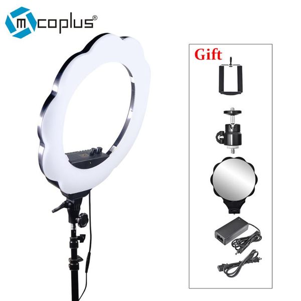 

flash heads mcoplus 48w 33000k-6000k 384 led bi-color pographic lighting dimmable camera po/studio/phone pography ring light lamp