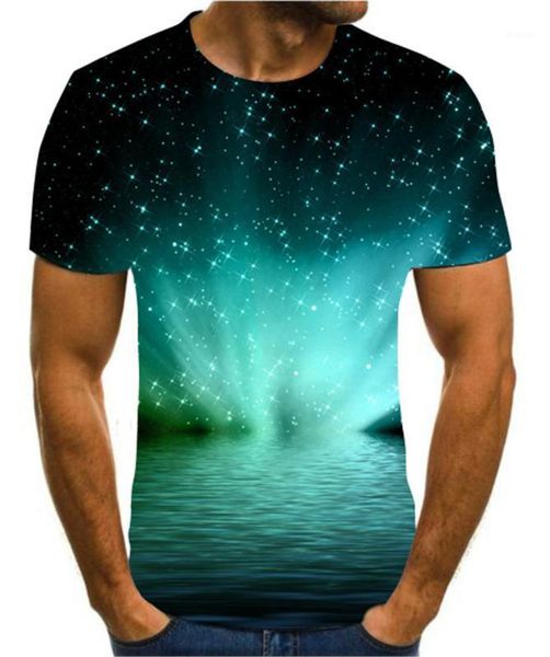 

new 3d printing color / anime t-shirt men and women creative art design romantic fantasy universe star scenery versatile s-6xl1, White;black