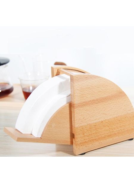 

storage bottles & jars wooden coffee filter paper holder with cover dispenser rack dust proof 67jb