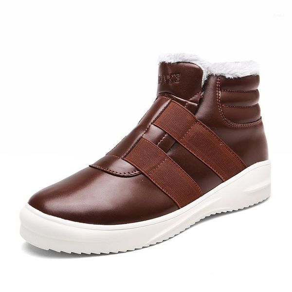 

boots 39-45 snow men plush warm winter shoes rubber 2021 comfortable1, Black