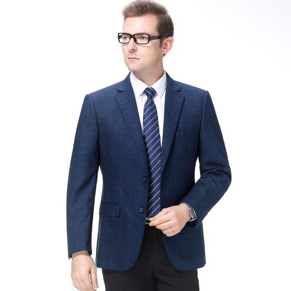 

new men's suit autumn and winter fashion business middle aged wool single suit plaid coat, White;black