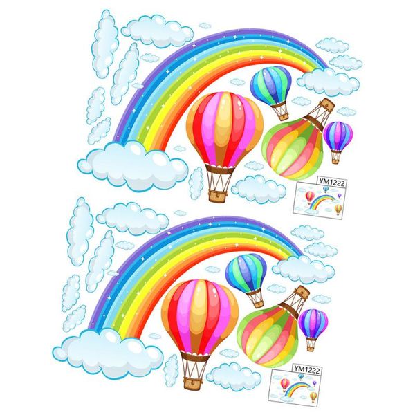 

2pcs rainbow cloud wall sticker air balloon wallpaper unique wall decal decorative sticker for living room home bedroom (col