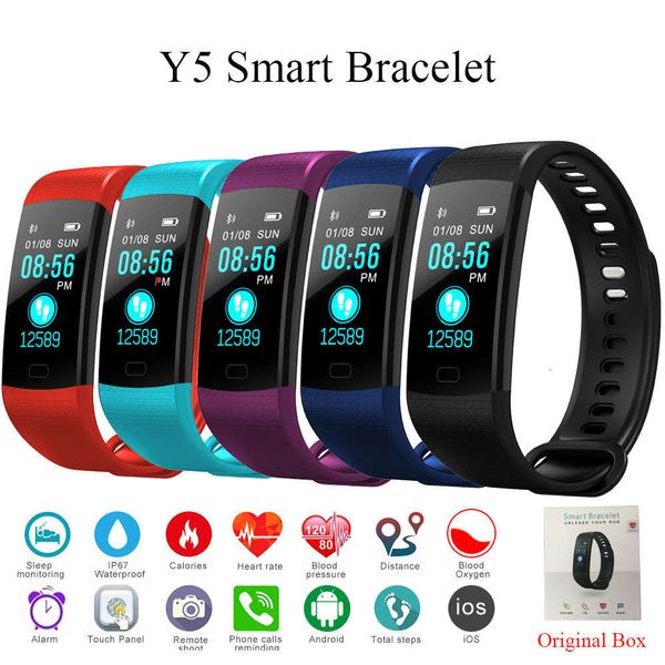 

y5 men's women's smart wristband, sports watch with heart rate blood prsure tracker, and color screenbgt
