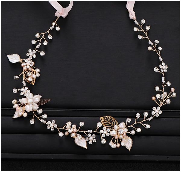 

ультрамодные свадебные аксессуары для волос floral freshwater pearl headband bridal gold headdress свадьба ремень для волос handmade accesso, Slivery;golden
